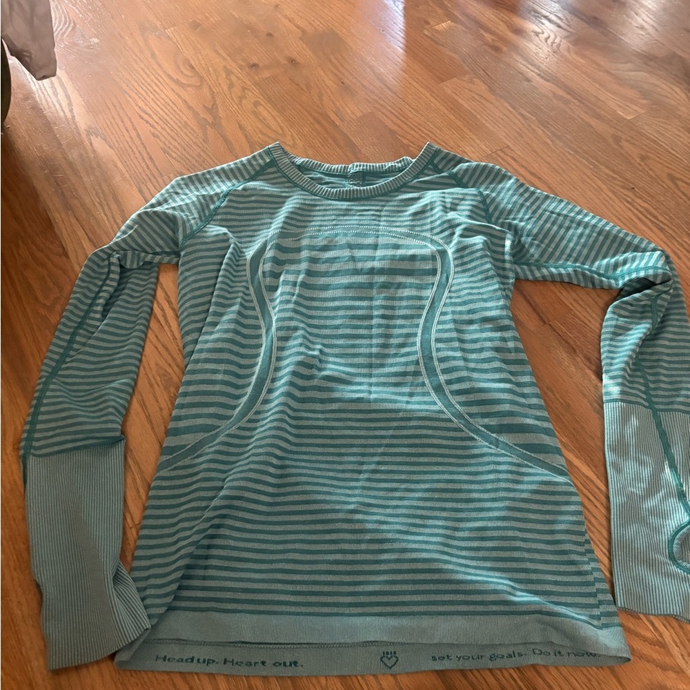 lululemon athletica Teal Striped Long Sleeve Top